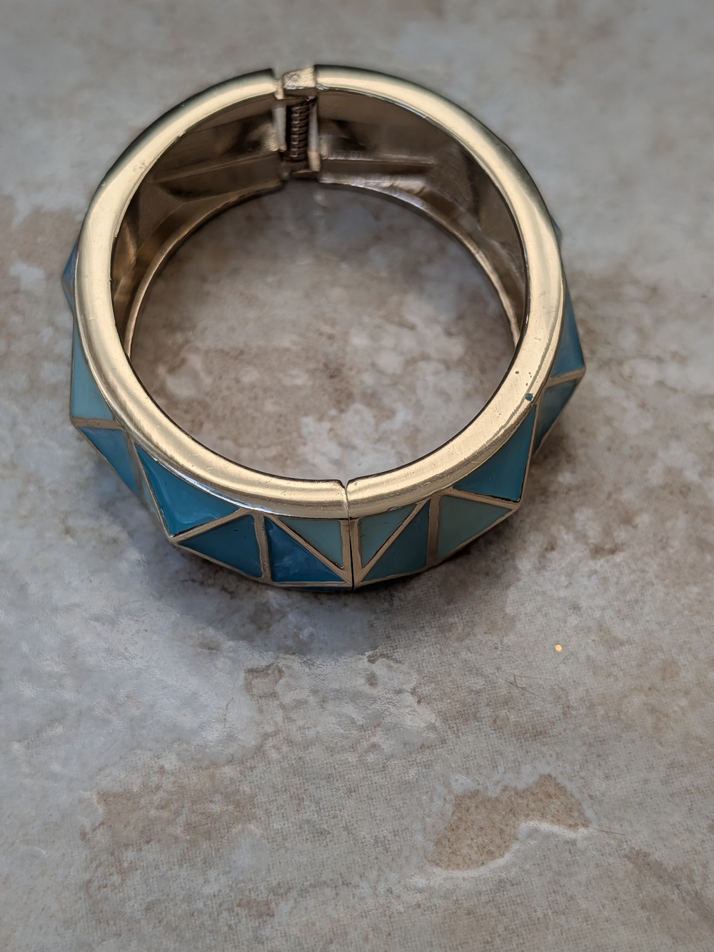 Turquoise Enamel Geometric Hinged Bangle Bracelet - Women Jewelry